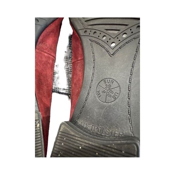 ARA BURGUNDY SUEDE CUP TOE FLATS. - Picture 8 of 9